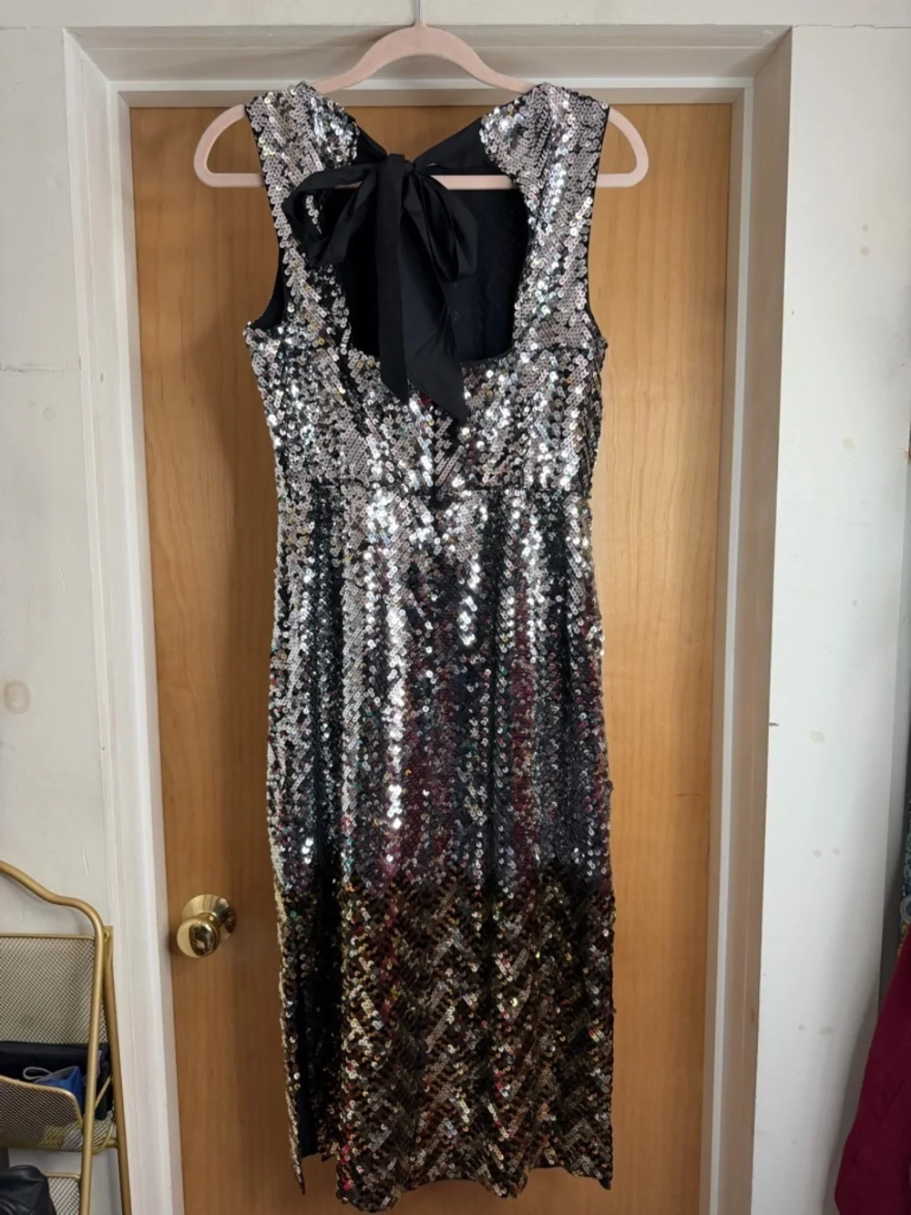 NWT! J.Crew Black Silver Sequin Midi Dress - Elegant Evening Cocktail. Size: 4
